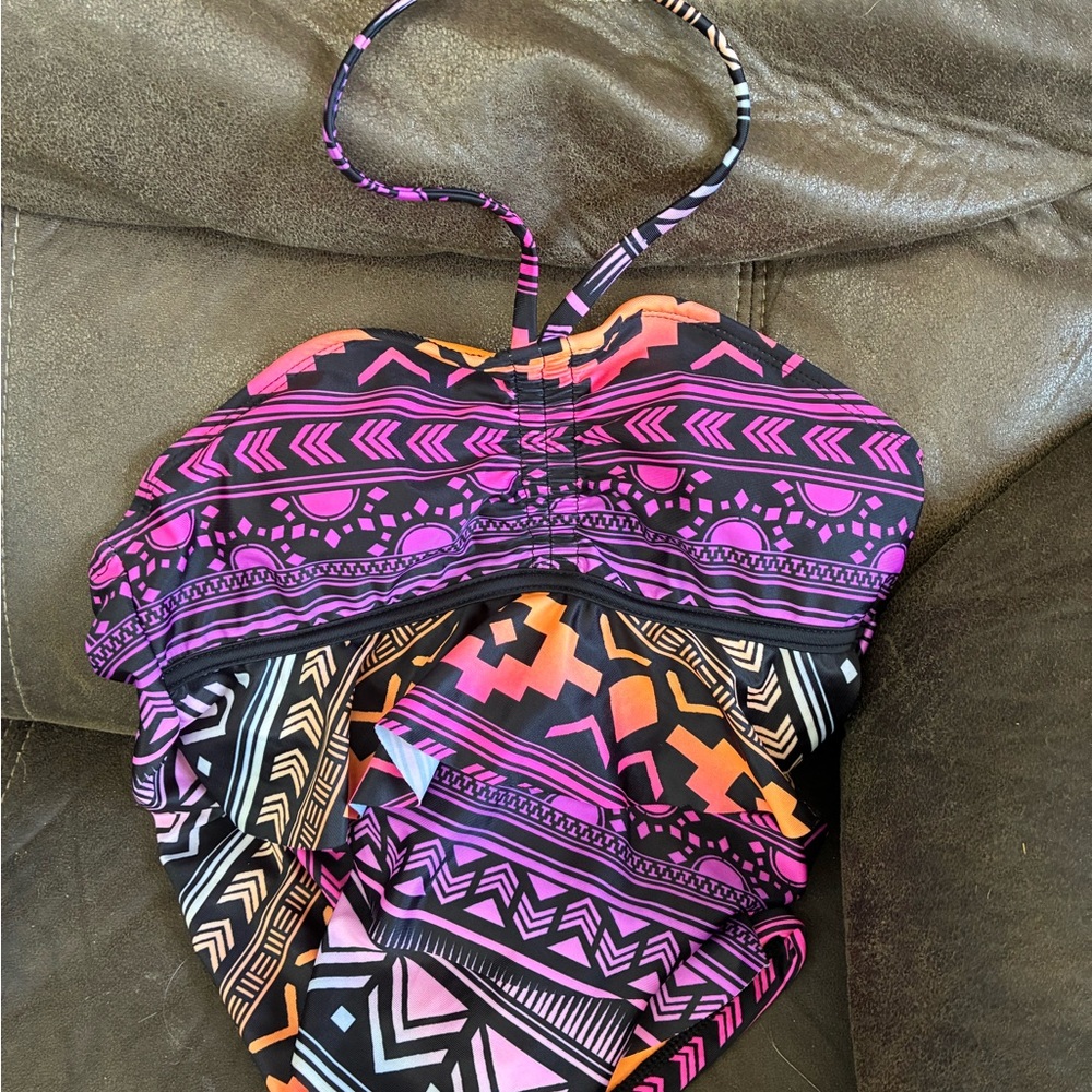 Justice Pink and Orange Tribal Kids Bodysuit